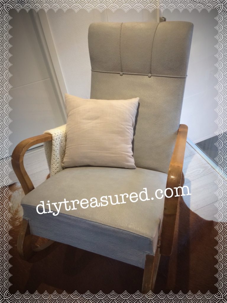 Fabric of the chair painted with chalk paint