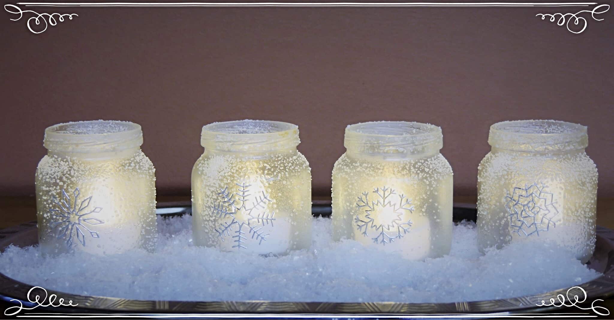 Reusing baby food jars as frosted tea lights